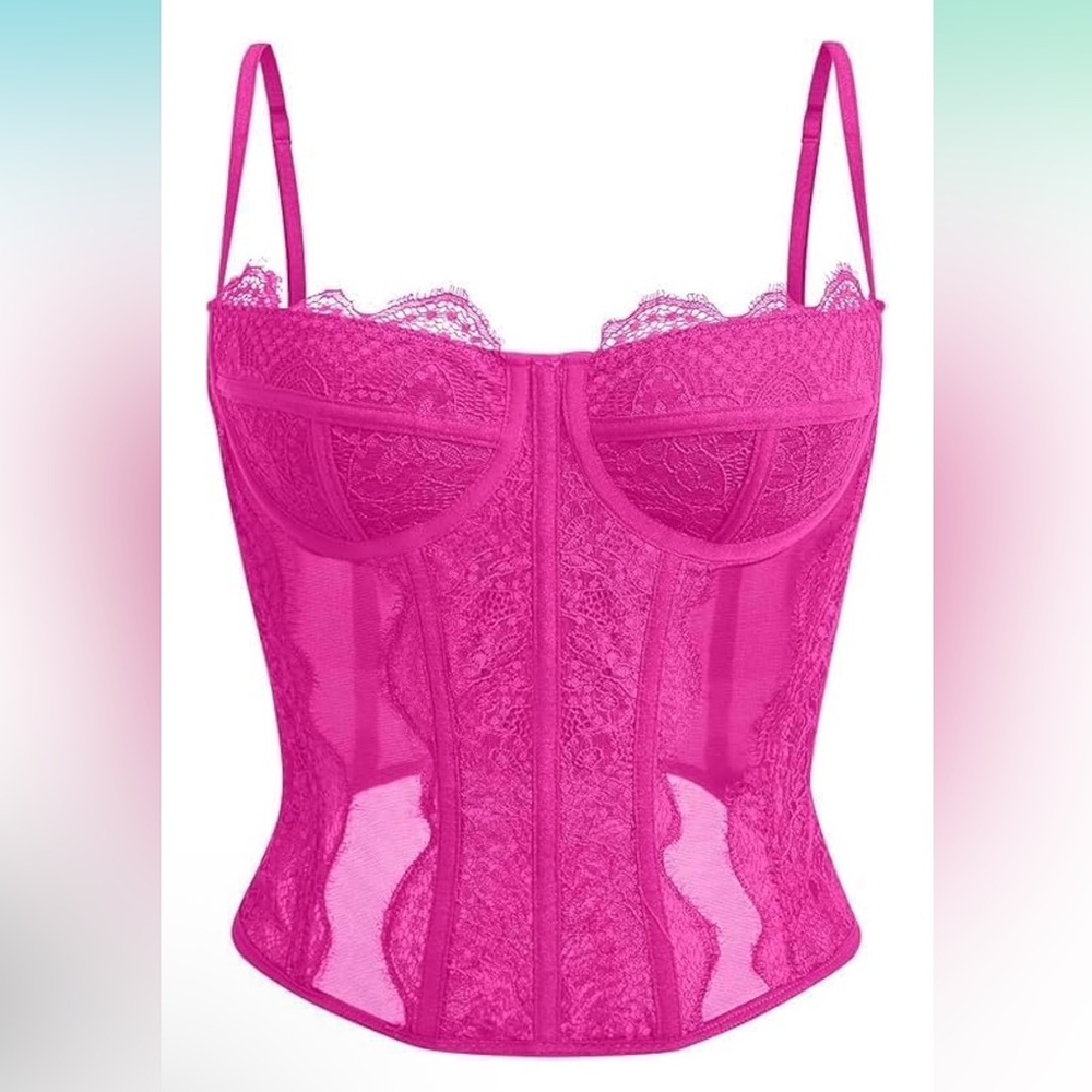 Fuchsia Lace Bustier Corset